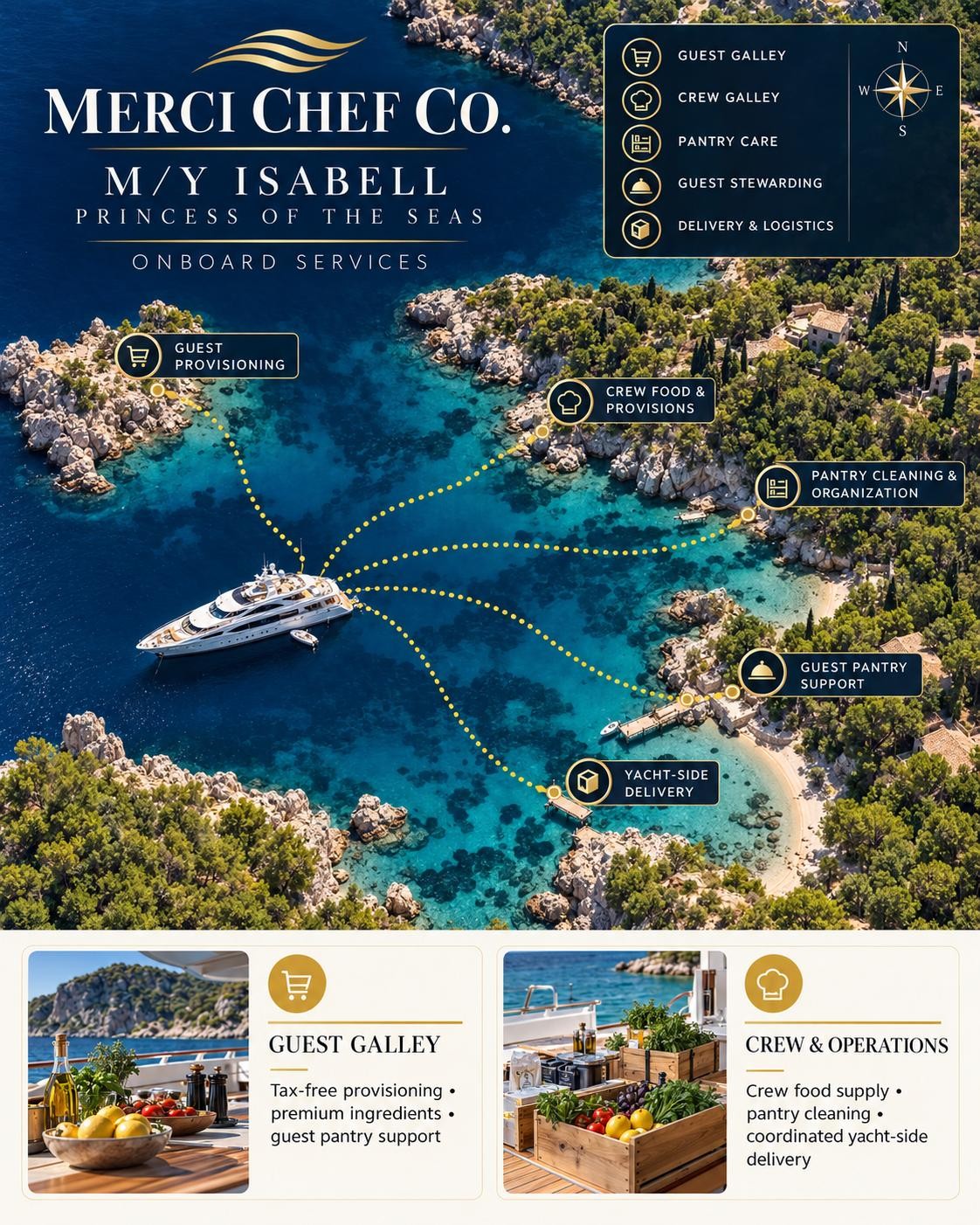 Merci Chef.Co — M/Y Isabell, Princess of the Seas yat hizmetleri projesi